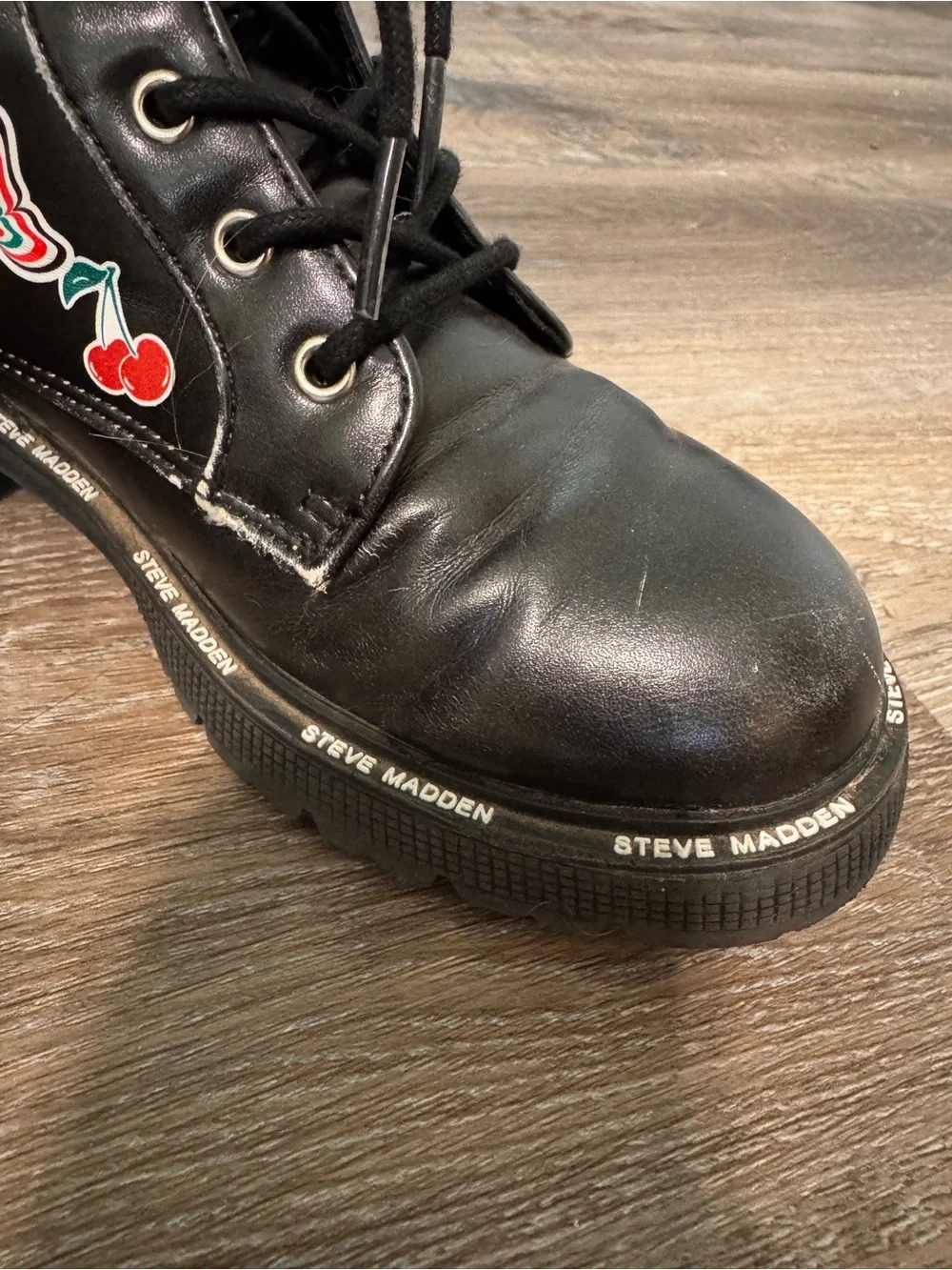 Steve Madden Black Kids Lace-Up Combat Boots size 2